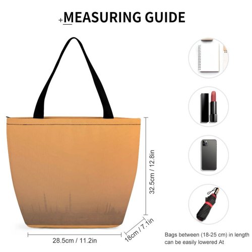 Yanfind Shopping Bag for Ladies Fog Qom Province Iran Smog Building City Metropolis Town Urban Outdoors Pollution Reusable Multipurpose Heavy Duty Grocery Bag for Outdoors.
