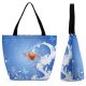 Yanfind Shopping Bag for Ladies Frozen Winter Christmas Feelings Dream Urban Love Heart Snow Santa Baby Reusable Multipurpose Heavy Duty Grocery Bag for Outdoors.