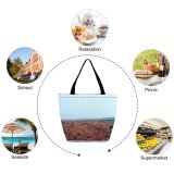Yanfind Shopping Bag for Ladies Ground Road Cotopaxi Ecuador Outdoors Soil Windy Foggy Split Reddish Reusable Multipurpose Heavy Duty Grocery Bag for Outdoors.