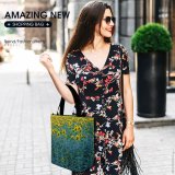 Yanfind Shopping Bag for Ladies Flower Plant Flora Summer Meadow Field Seed Agricolture Plants Stem Reusable Multipurpose Heavy Duty Grocery Bag for Outdoors.