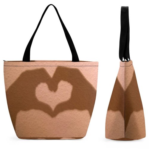 Yanfind Shopping Bag for Ladies Heart Love Laura Fictional Gesture Reusable Multipurpose Heavy Duty Grocery Bag for Outdoors.