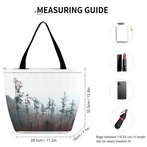 Yanfind Shopping Bag for Ladies High Tatras Vysoké Tatry Slovensko Fire Outdoors Fog Forest Bush Plant Vegetation Reusable Multipurpose Heavy Duty Grocery Bag for Outdoors.