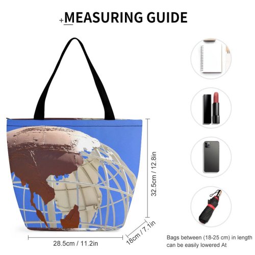 Yanfind Shopping Bag for Ladies Globe Planet Grid Sky Sculpture Continent Continents Longitude Reusable Multipurpose Heavy Duty Grocery Bag for Outdoors.