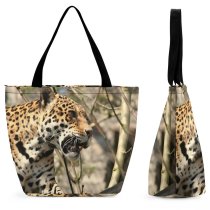 Yanfind Shopping Bag for Ladies Jaguar Cat Cats Carnivore Terrestrial Wildlife Vertebrate Leopard Felidae Big Reusable Multipurpose Heavy Duty Grocery Bag for Outdoors.