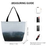 Yanfind Shopping Bag for Ladies Grey Outdoors Fog Mist Jizerské Hory Esko Forest Foggy Winter Tree Cloud Reusable Multipurpose Heavy Duty Grocery Bag for Outdoors.