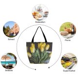 Yanfind Shopping Bag for Ladies Flower Flora Plant Tulip Tulips Tullips Bouquet Crocus Floral Spring Petal Reusable Multipurpose Heavy Duty Grocery Bag for Outdoors.