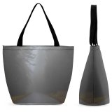 Yanfind Shopping Bag for Ladies Grey Fog Outdoors Mist Road Haze Tree Street Perspective Trip Silhouette Woodland Reusable Multipurpose Heavy Duty Grocery Bag for Outdoors.