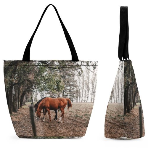 Yanfind Shopping Bag for Ladies Horse Outdoors Field Grassland Farm Countryside Rural Pasture Meadow Ranch Vicua Mackenna Reusable Multipurpose Heavy Duty Grocery Bag for Outdoors.