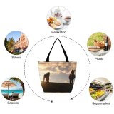 Yanfind Shopping Bag for Ladies Horse Wild Outdoor Funny Sky Cloud Silhouette Morning Evening Wildlife Mustang Stallion Reusable Multipurpose Heavy Duty Grocery Bag for Outdoors.