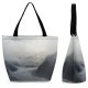 Yanfind Shopping Bag for Ladies Grey Outdoors Snow Fog Avalanche Forest Reusable Multipurpose Heavy Duty Grocery Bag for Outdoors.