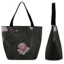 Yanfind Shopping Bag for Ladies Flower Rose Plant Flora Bud Petal Sprout Bloom Grey Closeup Dark Reusable Multipurpose Heavy Duty Grocery Bag for Outdoors.