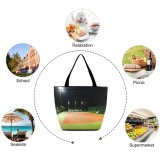 Yanfind Shopping Bag for Ladies Tenniscourt Ligths Nightview Night Sport Venue Court Light Grass Sports Stadium Artificial Reusable Multipurpose Heavy Duty Grocery Bag for Outdoors.