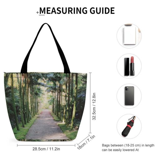 Yanfind Shopping Bag for Ladies Garden Outdoors Arbour Path Porch Meditation Park Greenery Palm Island Terra Reusable Multipurpose Heavy Duty Grocery Bag for Outdoors.