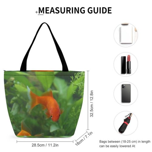 Yanfind Shopping Bag for Ladies Gold Fish Goldfish Fin Feeder Organism Marine Biology Tail Aquarium Reusable Multipurpose Heavy Duty Grocery Bag for Outdoors.