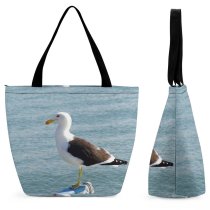 Yanfind Shopping Bag for Ladies Santa Catarina Brasil Pier Brazil Gull Bird Sea Sky Oyster Seagull Beach Reusable Multipurpose Heavy Duty Grocery Bag for Outdoors.