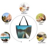 Yanfind Shopping Bag for Ladies Adventure Boats River Outdoors Forest Woods Trees Watercrafts Reusable Multipurpose Heavy Duty Grocery Bag for Outdoors.