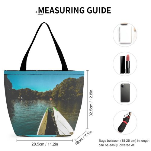Yanfind Shopping Bag for Ladies Adventure Boats River Outdoors Forest Woods Trees Watercrafts Reusable Multipurpose Heavy Duty Grocery Bag for Outdoors.