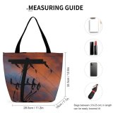 Yanfind Shopping Bag for Ladies Pole Poles Lines Silhouette Silhouettes Sunset Sunsets Sunrise Sunrises Cloud Clouds Reusable Multipurpose Heavy Duty Grocery Bag for Outdoors.