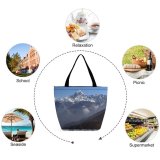 Yanfind Shopping Bag for Ladies Himalaya India High Clouds Rock Snow Mountainous Landforms Range Sky Ridge Reusable Multipurpose Heavy Duty Grocery Bag for Outdoors.