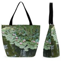 Yanfind Shopping Bag for Ladies Lily Lilly Nymphaea Alba Flower Plant Flowering Aquatic Fragrant Lotus Family Pond Reusable Multipurpose Heavy Duty Grocery Bag for Outdoors.