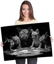 yanfind A1 - French Bulldogs Playing Cards Dog Art Print 90 X 60 cm 180gsm satin gloss photo paper