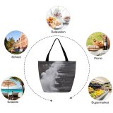 Yanfind Shopping Bag for Ladies Grey Outdoors Snow Winter Hail Birds Snowman Reusable Multipurpose Heavy Duty Grocery Bag for Outdoors.