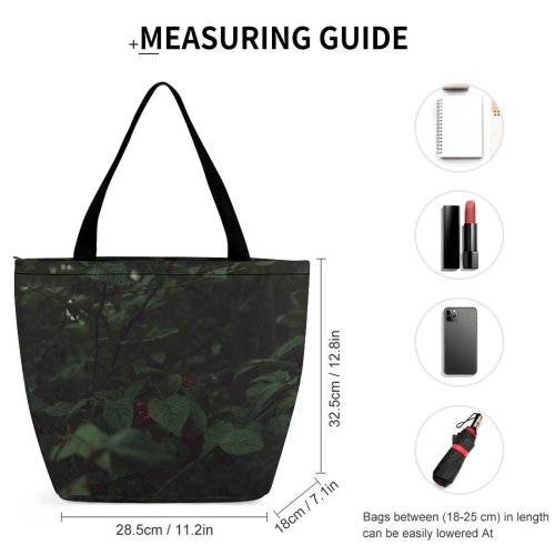 Yanfind Shopping Bag for Ladies Grey Dark Foliage Leaves Flower Flora Acanthaceae Plant Leaf Berry Forest Reusable Multipurpose Heavy Duty Grocery Bag for Outdoors.