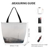 Yanfind Shopping Bag for Ladies Grey Fog Outdoors Mist Zlín Esko Architecture Building Spire Steeple Cloud Reusable Multipurpose Heavy Duty Grocery Bag for Outdoors.