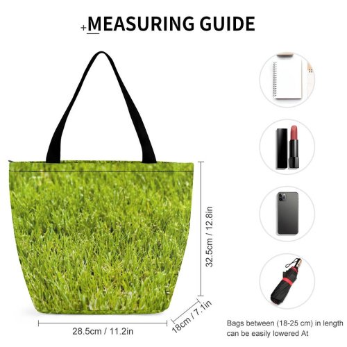 Yanfind Shopping Bag for Ladies Grass Field Ground Lawn Meadow Soccer Voetbal Spring Summer Plant Family Reusable Multipurpose Heavy Duty Grocery Bag for Outdoors.