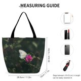 Yanfind Shopping Bag for Ladies Flower Flora Geranium Plant Insect Butterfly Pollen Microworld Macro Woodland Reusable Multipurpose Heavy Duty Grocery Bag for Outdoors.