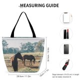 Yanfind Shopping Bag for Ladies Horse Outdoors Field Grassland Farm Countryside Rural Pasture Meadow Ranch Curitiba Reusable Multipurpose Heavy Duty Grocery Bag for Outdoors.
