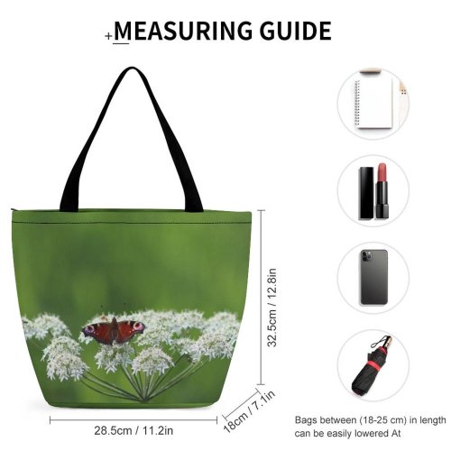 Yanfind Shopping Bag for Ladies Flower Plant Apiaceae Insect Invertebrate Dill Seasoning Bee Honey Photo Butterfly Reusable Multipurpose Heavy Duty Grocery Bag for Outdoors.