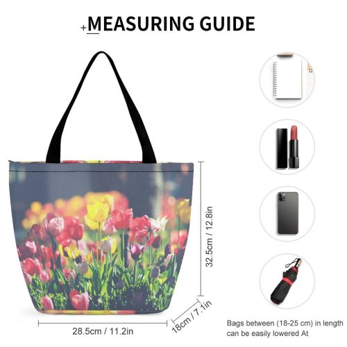 Yanfind Shopping Bag for Ladies Flower Tulip Plant Flora Emerald Bay Road Lake Tahoe United States Reusable Multipurpose Heavy Duty Grocery Bag for Outdoors.