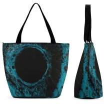 Yanfind Shopping Bag for Ladies Hole Texture Abstract Outdoors Acrylic Tissue Cyan Aqua Stock Reusable Multipurpose Heavy Duty Grocery Bag for Outdoors.