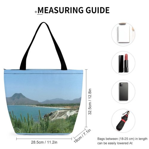 Yanfind Shopping Bag for Ladies Isla Margarita Cerro Mar Cielo Cactus Naturaleza Caribe Island Hill Sea Sky Reusable Multipurpose Heavy Duty Grocery Bag for Outdoors.