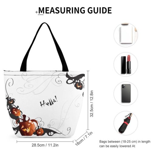 Yanfind Shopping Bag for Ladies Halloween Ornament Pumpkin Scary Smile Hat Art Fictional Design Reusable Multipurpose Heavy Duty Grocery Bag for Outdoors.