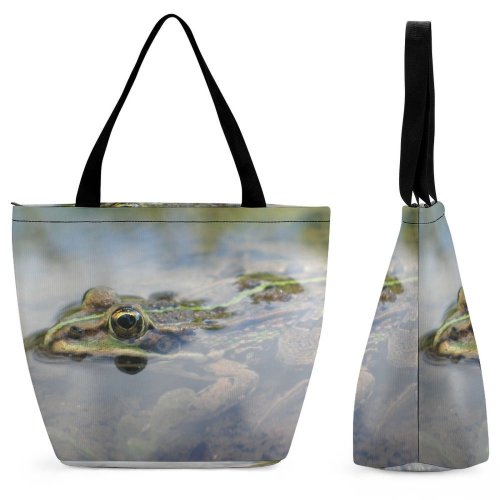 Yanfind Shopping Bag for Ladies Frog Frogs Zaba Zaby TRUE Toad Bullfrog Amphibian Wildlife Pond Organism Reusable Multipurpose Heavy Duty Grocery Bag for Outdoors.