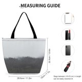 Yanfind Shopping Bag for Ladies Grey Fog Vail Mist Tree United States Forest Foggy Misty Outdoors Landscape Reusable Multipurpose Heavy Duty Grocery Bag for Outdoors.