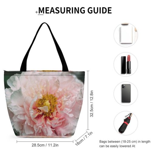 Yanfind Shopping Bag for Ladies Flower Peony Plant Rose Pollen Stock Reusable Multipurpose Heavy Duty Grocery Bag for Outdoors.