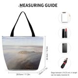 Yanfind Shopping Bag for Ladies Fog Mist Outdoors Surprise Valley Uk England Peak District Inversion Cloud Reusable Multipurpose Heavy Duty Grocery Bag for Outdoors.