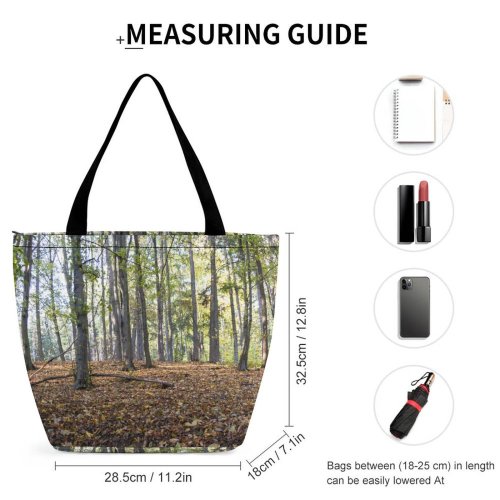 Yanfind Shopping Bag for Ladies Forest Plant Vegetation Land Outdoors Tree Woodland Ground Trunk Jungle Branches Reusable Multipurpose Heavy Duty Grocery Bag for Outdoors.