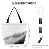 Yanfind Shopping Bag for Ladies Fog Grey Outdoors Mist Jagged Rock Forest Landscape Reusable Multipurpose Heavy Duty Grocery Bag for Outdoors.