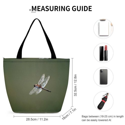 Yanfind Shopping Bag for Ladies Insect Flight Four Dragonflies Damseflies Invertebrate Macro Damselfly Net Winged Reusable Multipurpose Heavy Duty Grocery Bag for Outdoors.