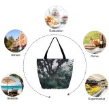 Yanfind Shopping Bag for Ladies Garden Outdoors Arbour Plant Tree Trunk India Grey Winter Wood Forest Moody Reusable Multipurpose Heavy Duty Grocery Bag for Outdoors.