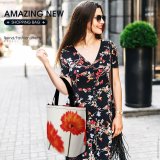 Yanfind Shopping Bag for Ladies Flower Flowers Fake Nice Smell Leafs Flowering Plant Barberton Daisy Gerbera Petal Reusable Multipurpose Heavy Duty Grocery Bag for Outdoors.