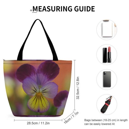 Yanfind Shopping Bag for Ladies Flowers Flower Flora Plant Plants Flowering Petal Wild Pansy Violet Purple Reusable Multipurpose Heavy Duty Grocery Bag for Outdoors.