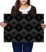 yanfind A2 - Black Playing Card Pattern Poker Art Print 59.4 X 42 cm 280gsm satin gloss photo paper