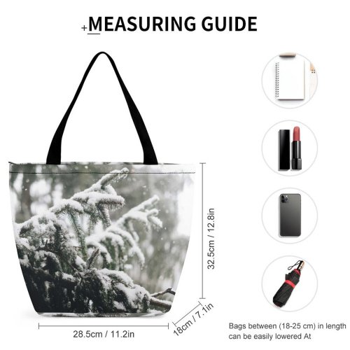 Yanfind Shopping Bag for Ladies Frost Snow Tree Outdoors Conifer Flora Plant Winter York United States Reusable Multipurpose Heavy Duty Grocery Bag for Outdoors.