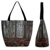 Yanfind Shopping Bag for Ladies Forest Plant Vegetation Ground Land Outdoors Tree Woodland Grey Trunk Pine Reusable Multipurpose Heavy Duty Grocery Bag for Outdoors.