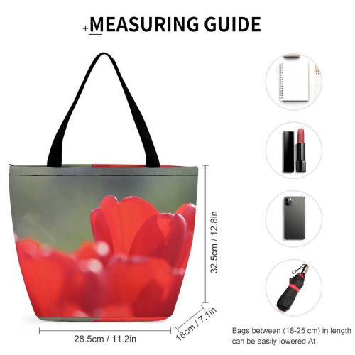 Yanfind Shopping Bag for Ladies Flowers Details Sunlight Closeups Petal Flower Macro Tulip Plant Spring Botany Reusable Multipurpose Heavy Duty Grocery Bag for Outdoors.